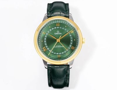 Omega Co-Axial 42MM Calendar Function Men Mechanical Gold Bezel Watch